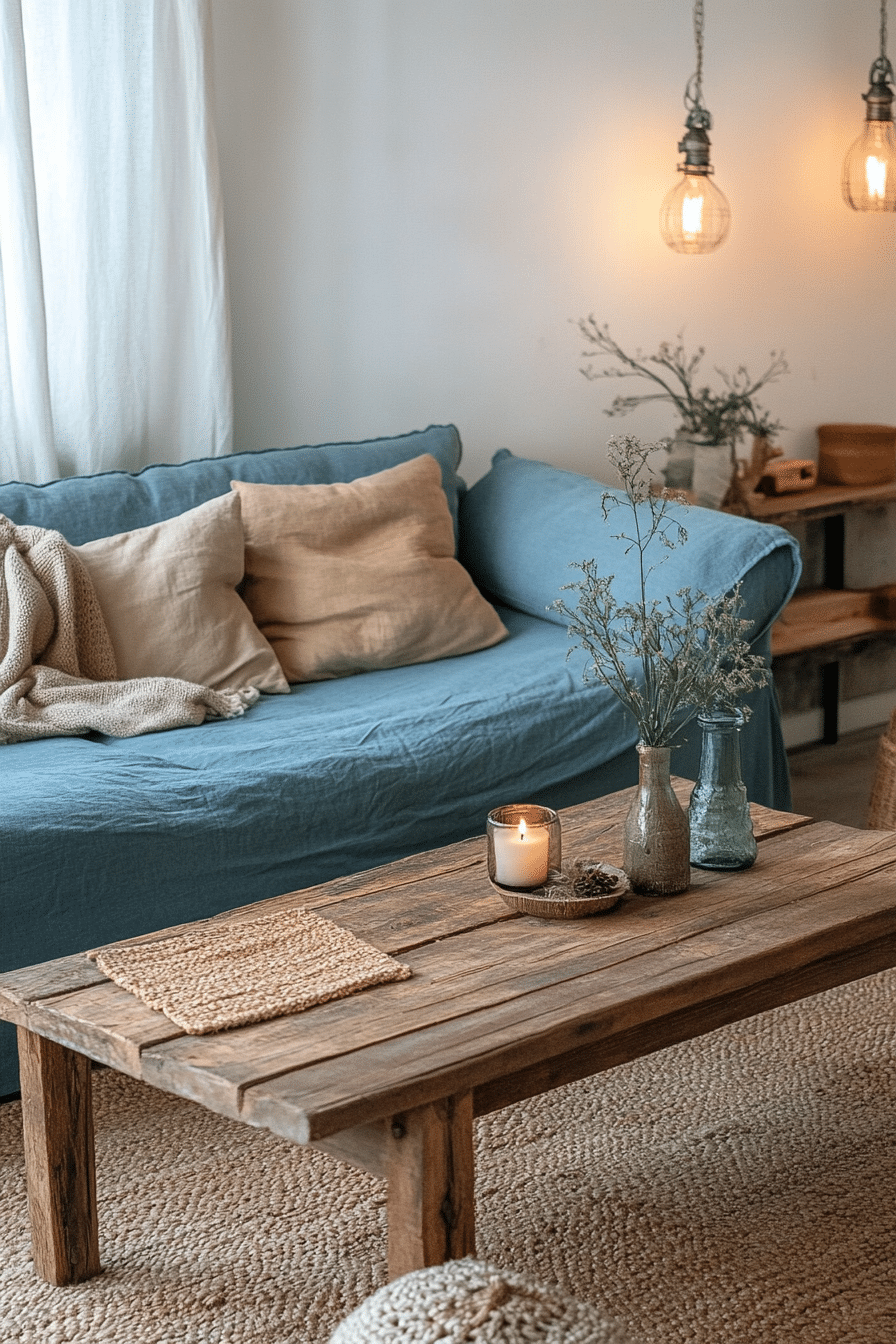 blue couch living room