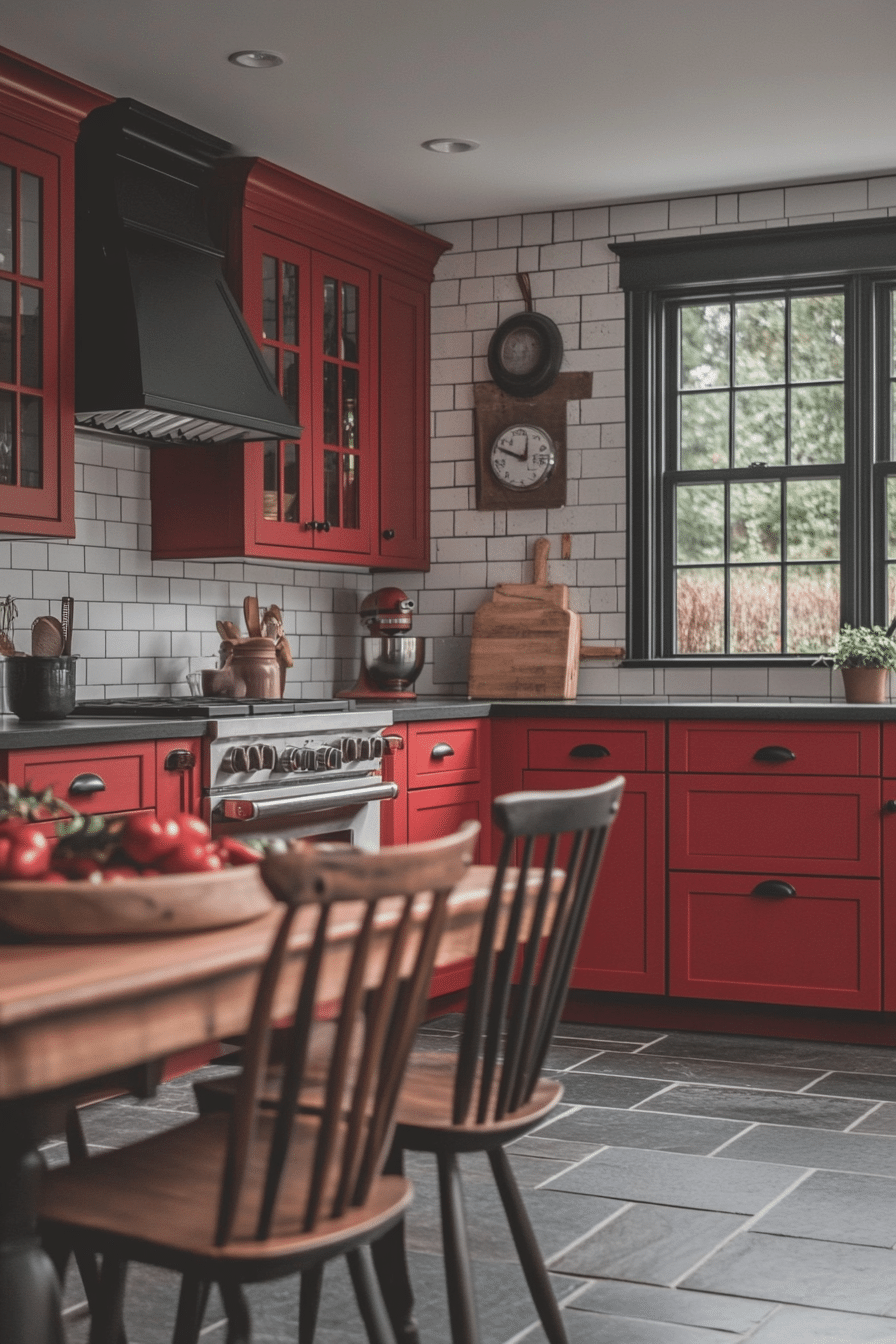 red kitchen cabinets