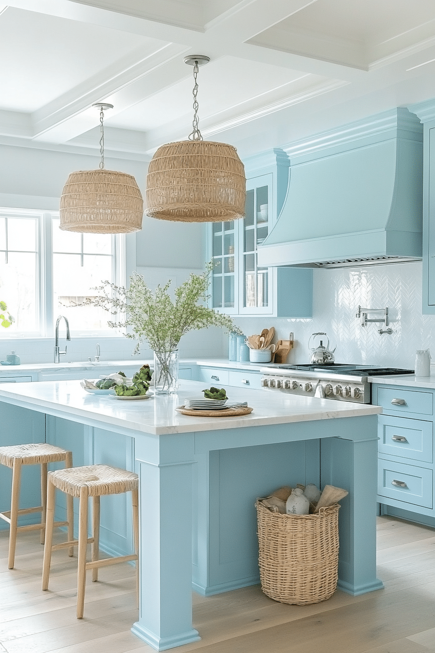 blue kitchen cabinets