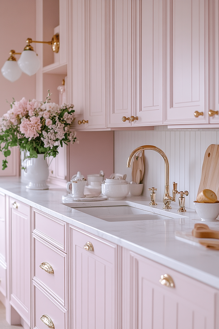 pink kitchen cabinets