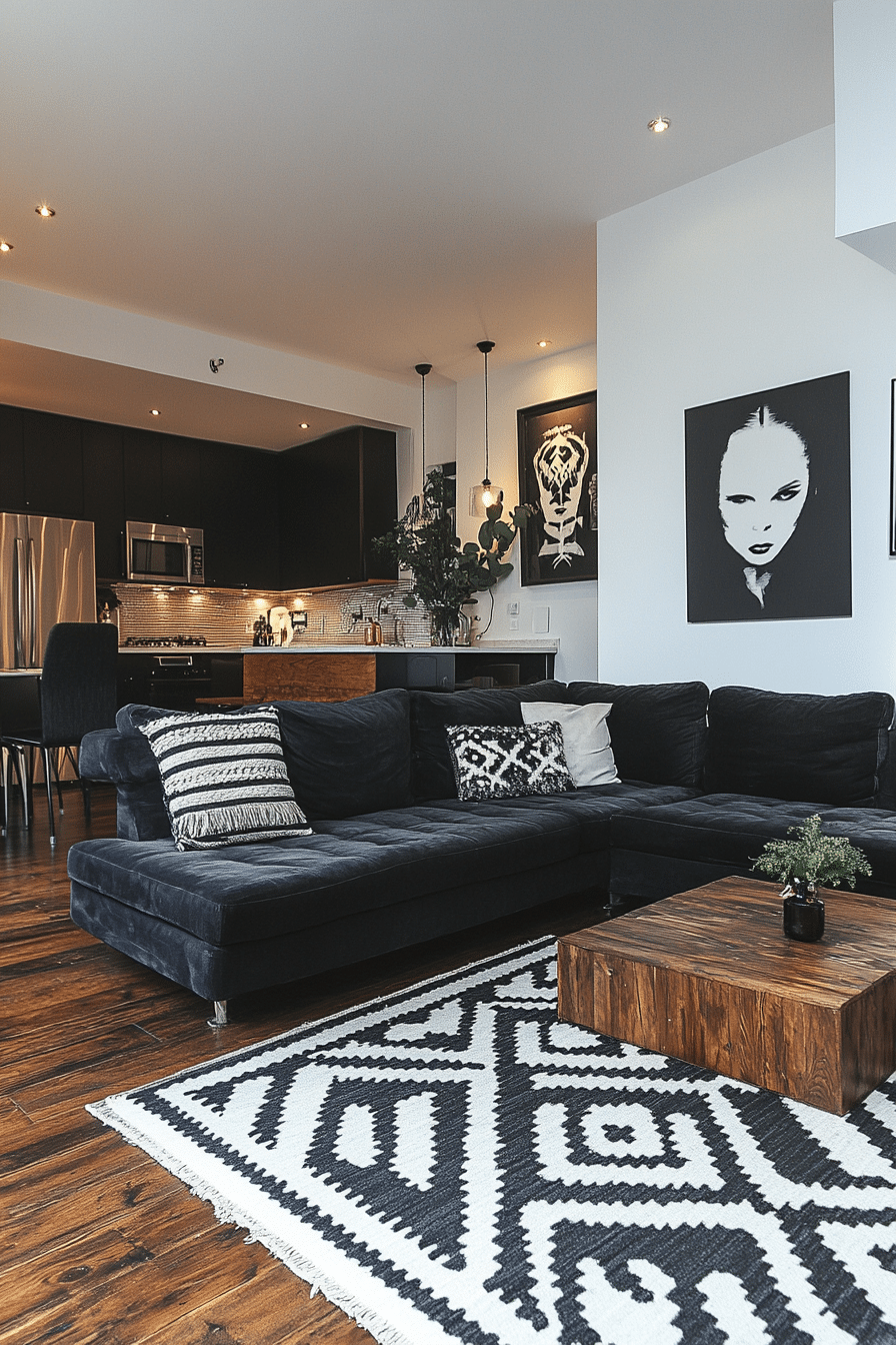 Charcoal couch living room