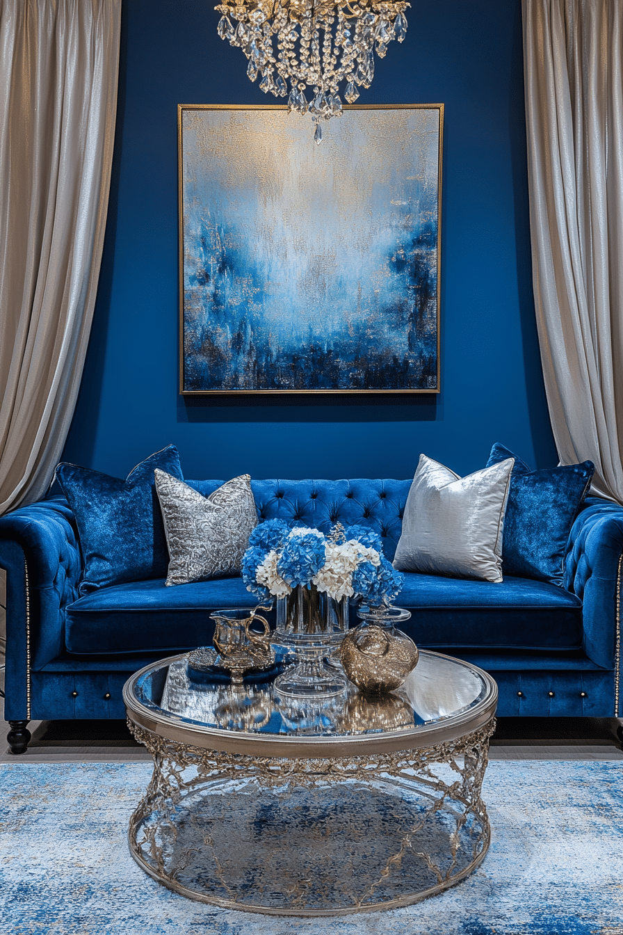 blue couch living room