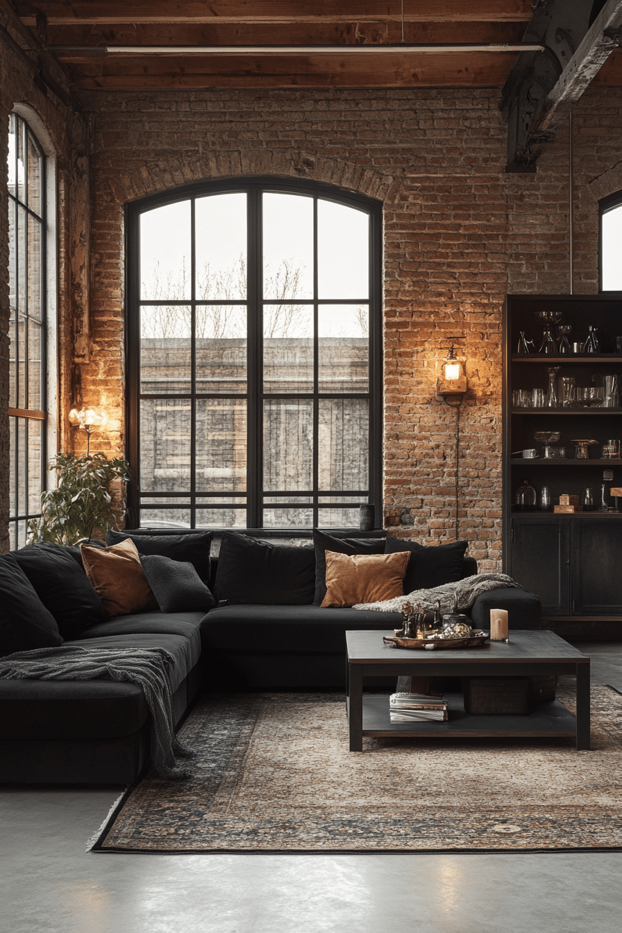 Black couch living room