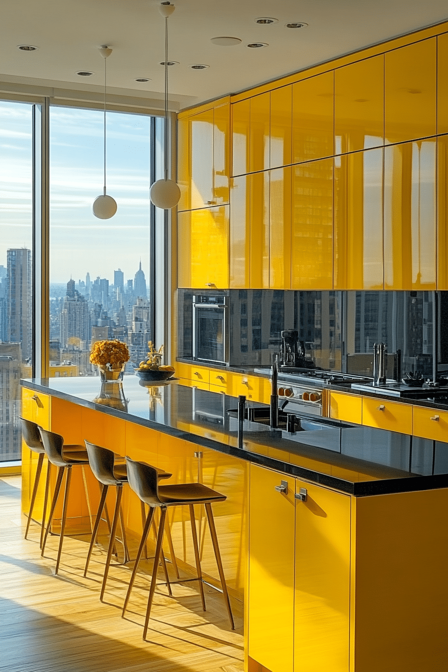 yellow kitchen cabinets