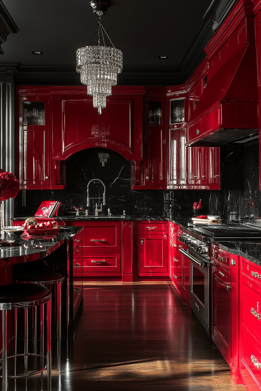 red kitchen cabinets