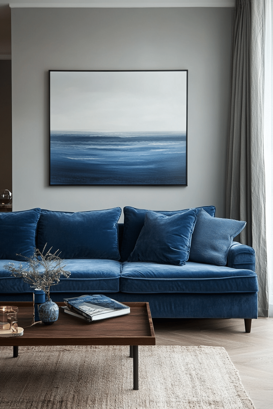 blue couch living room