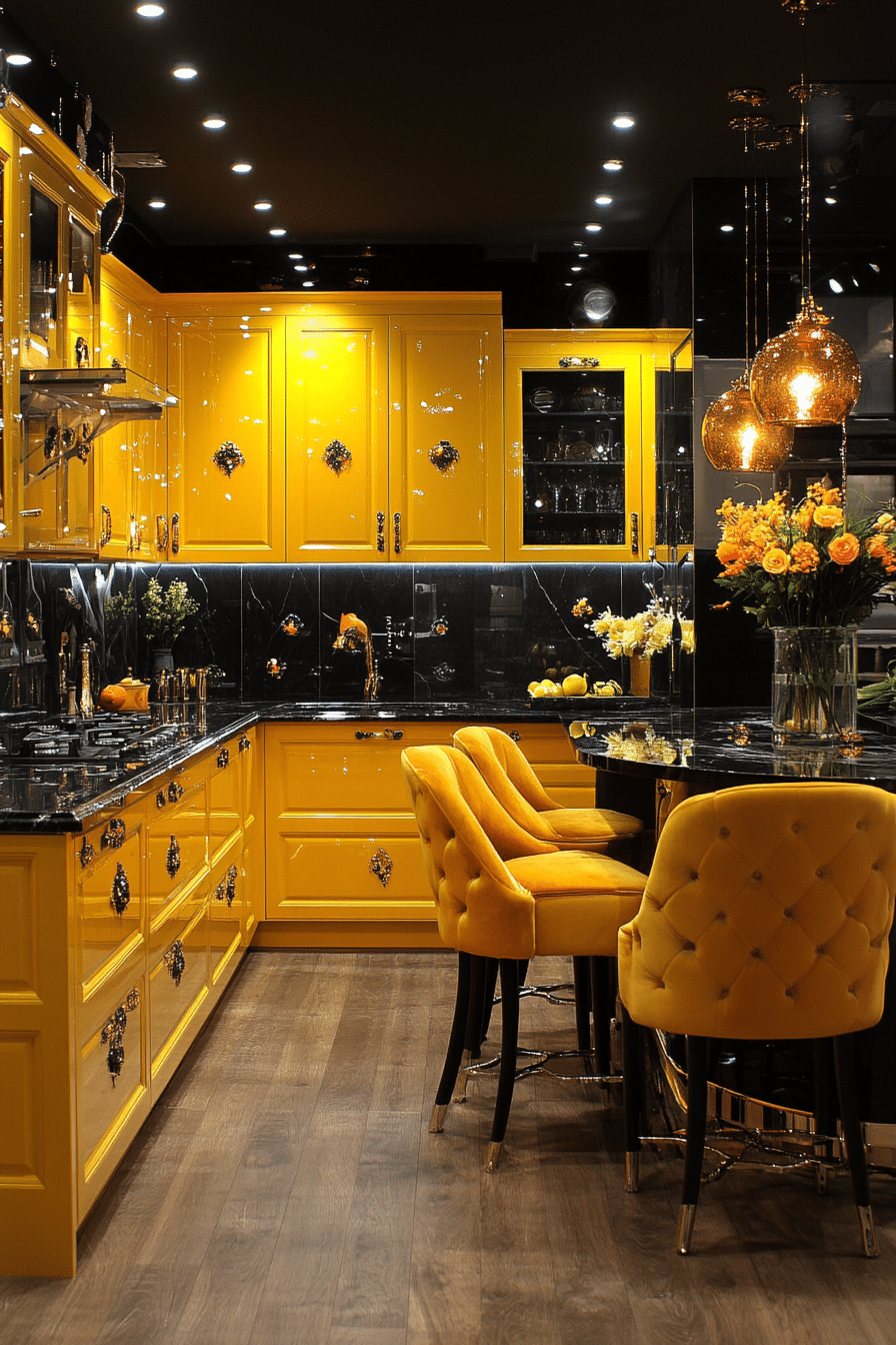 yellow kitchen cabinets