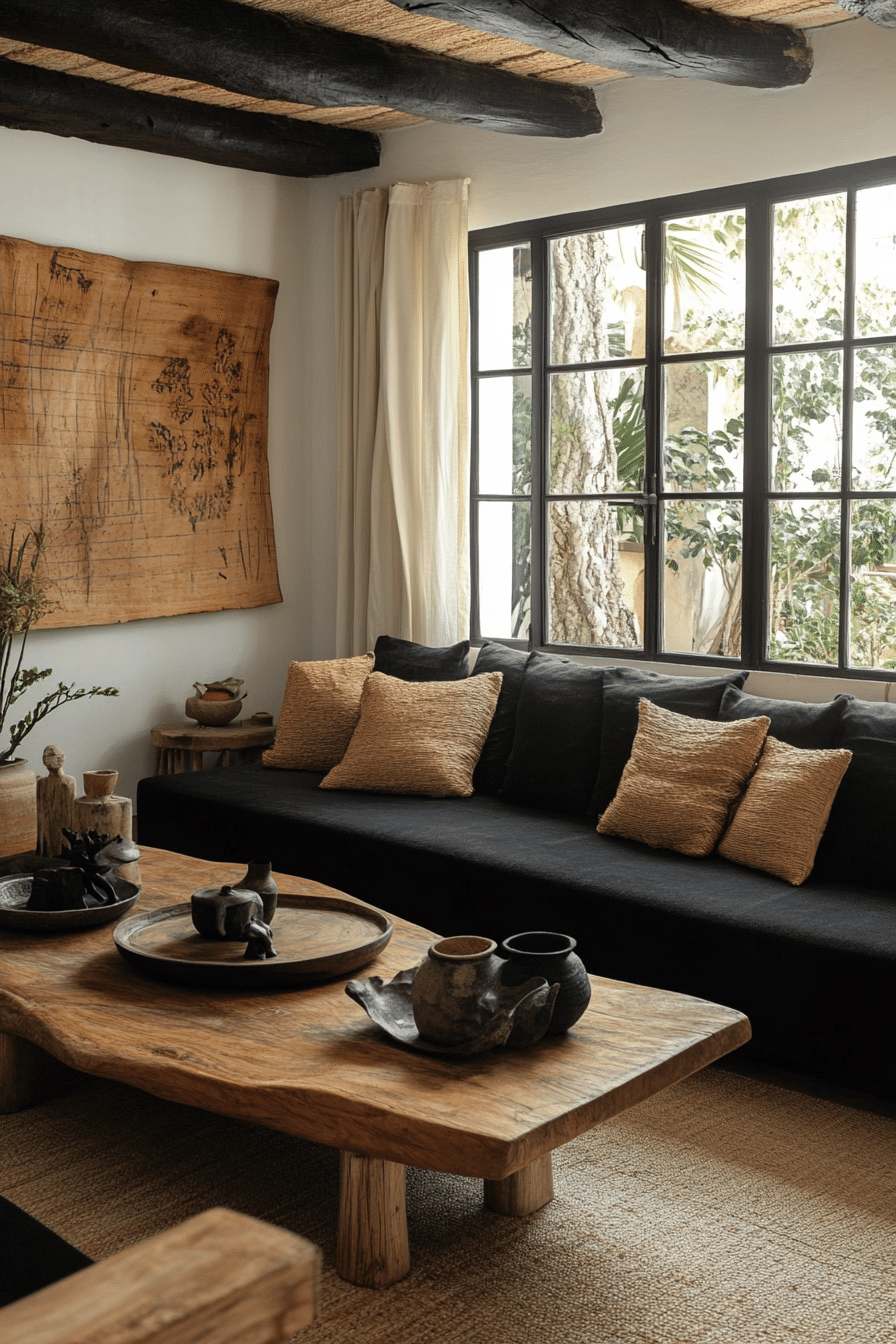 Black couch living room