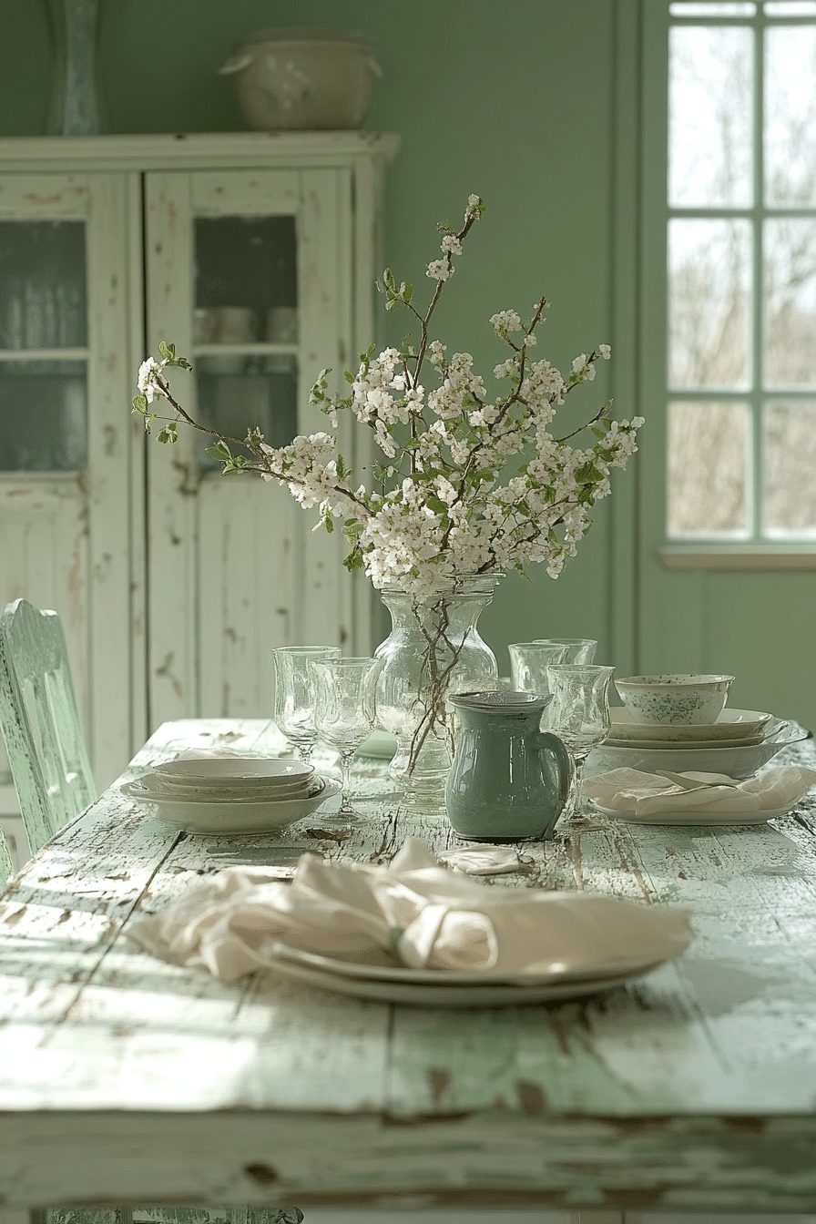 sage green dining room