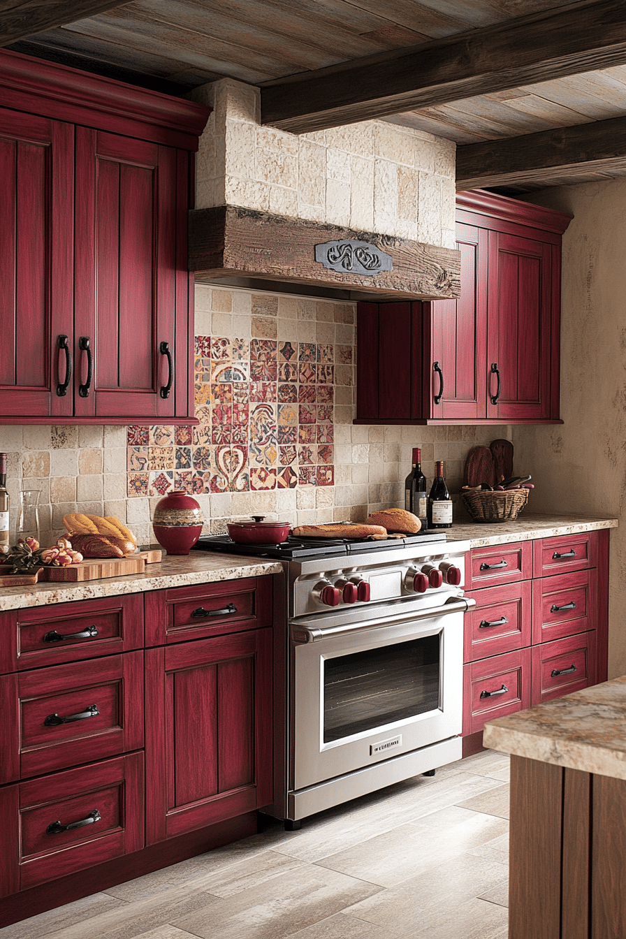 red kitchen cabinets