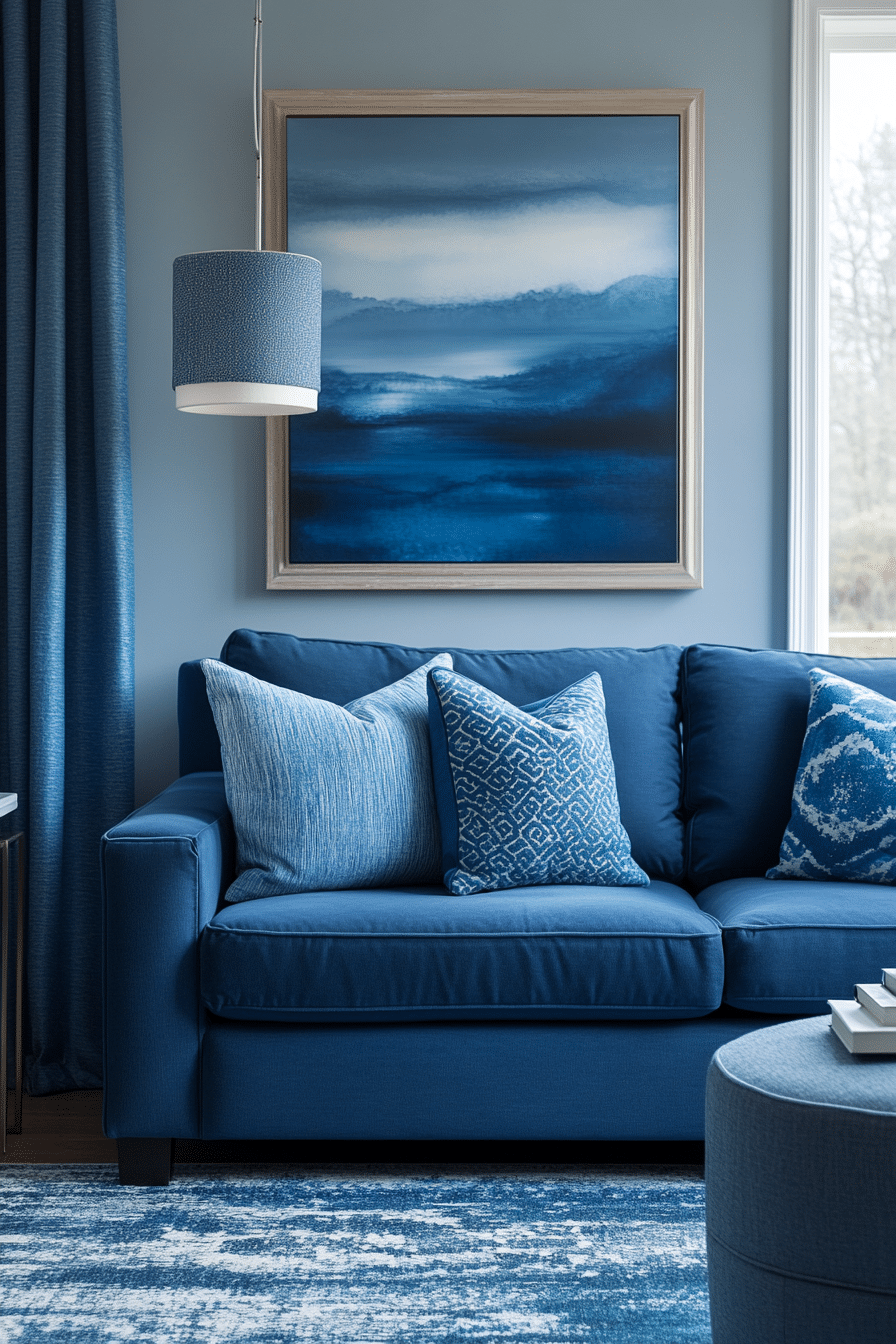 blue couch living room