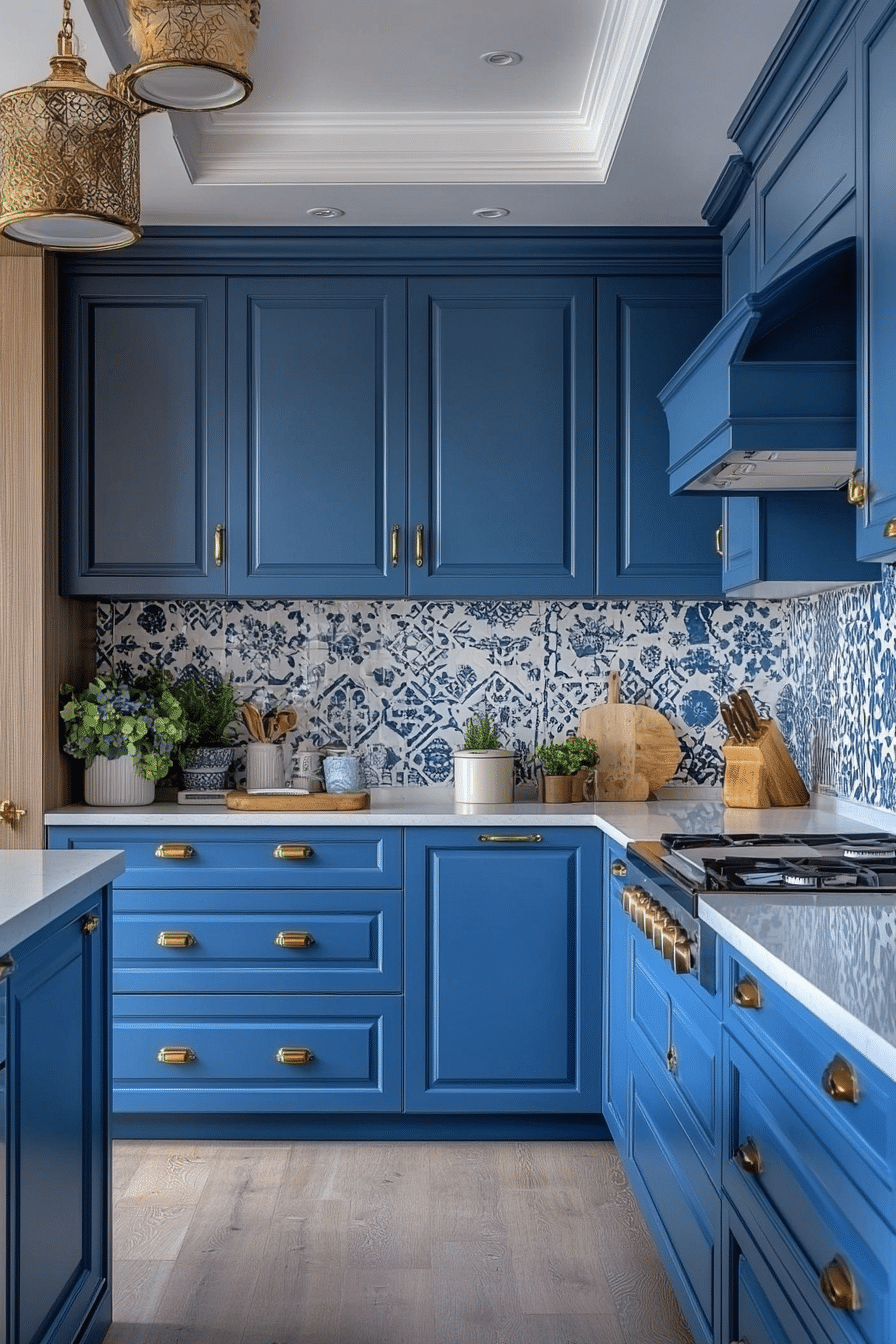 blue kitchen cabinets