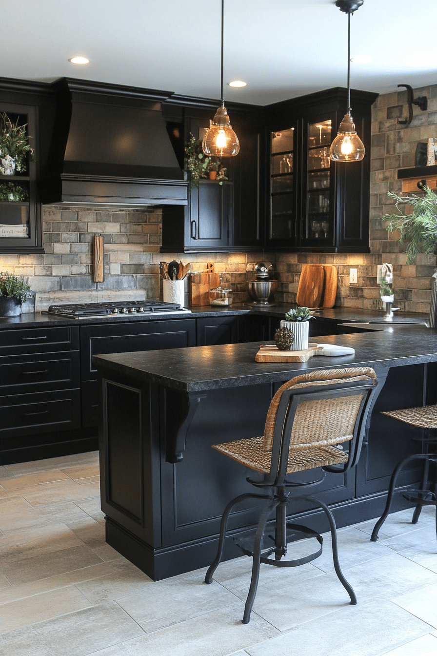 black kitchen cabinets