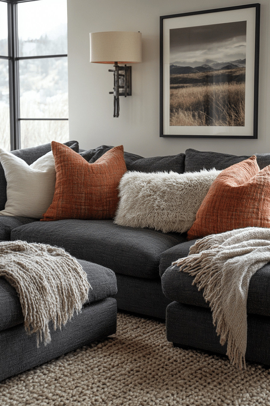 Charcoal couch living room