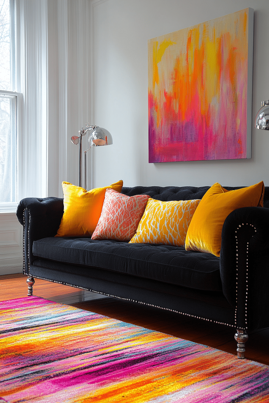 Black couch living room