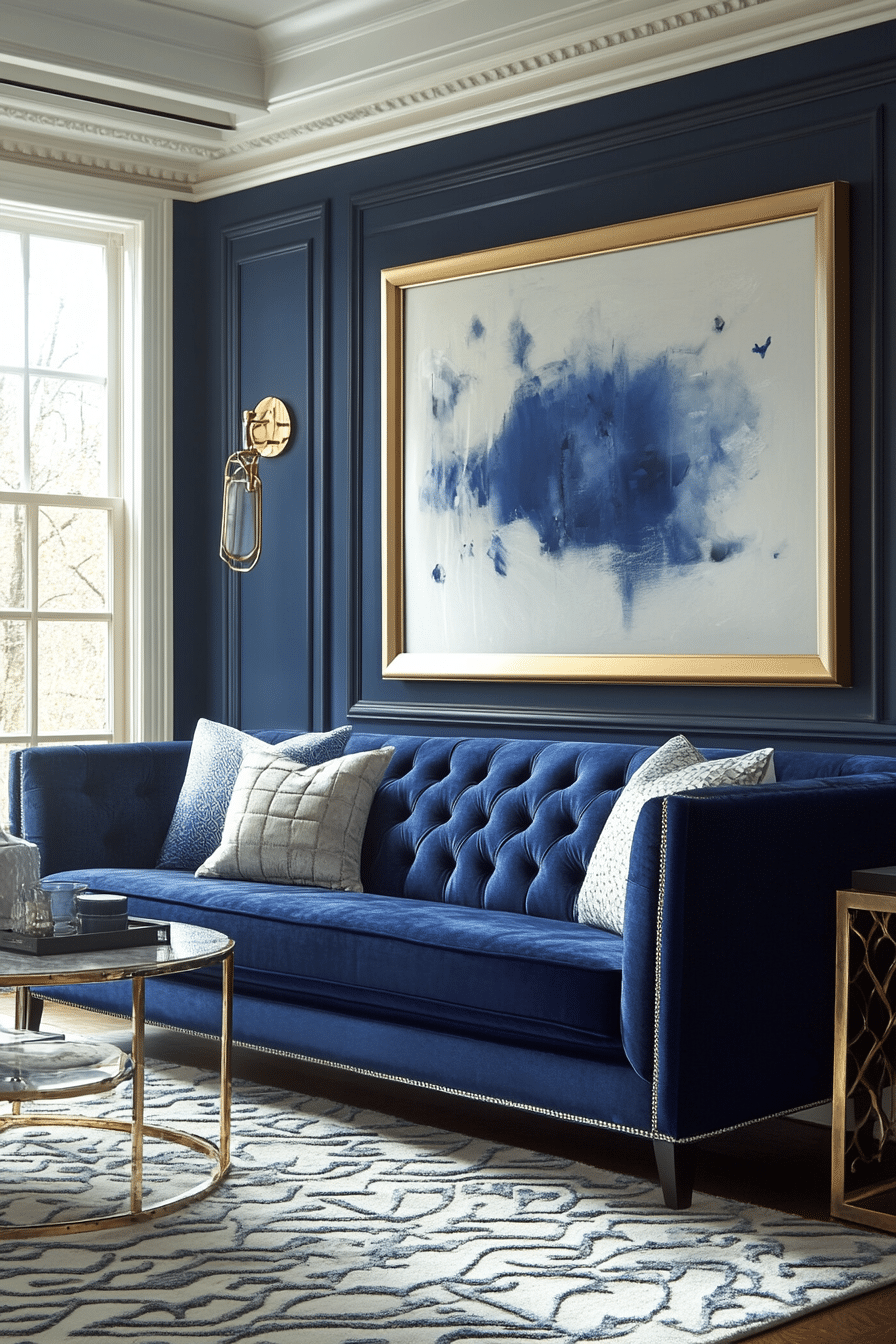 blue couch living room