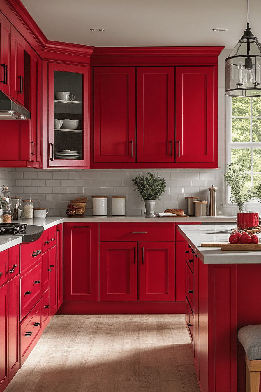 red kitchen cabinets