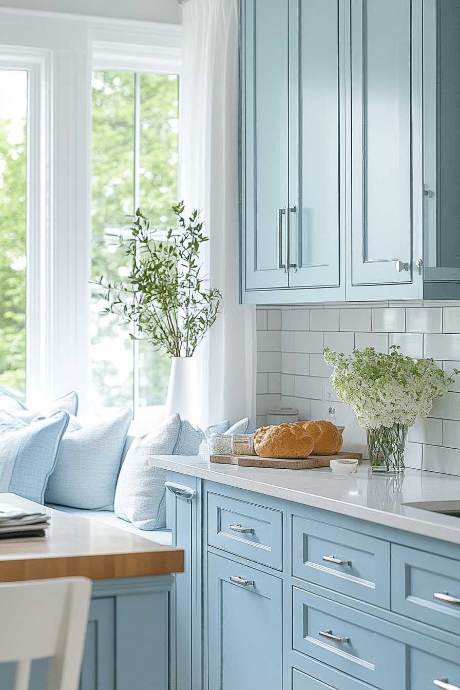 blue kitchen cabinets