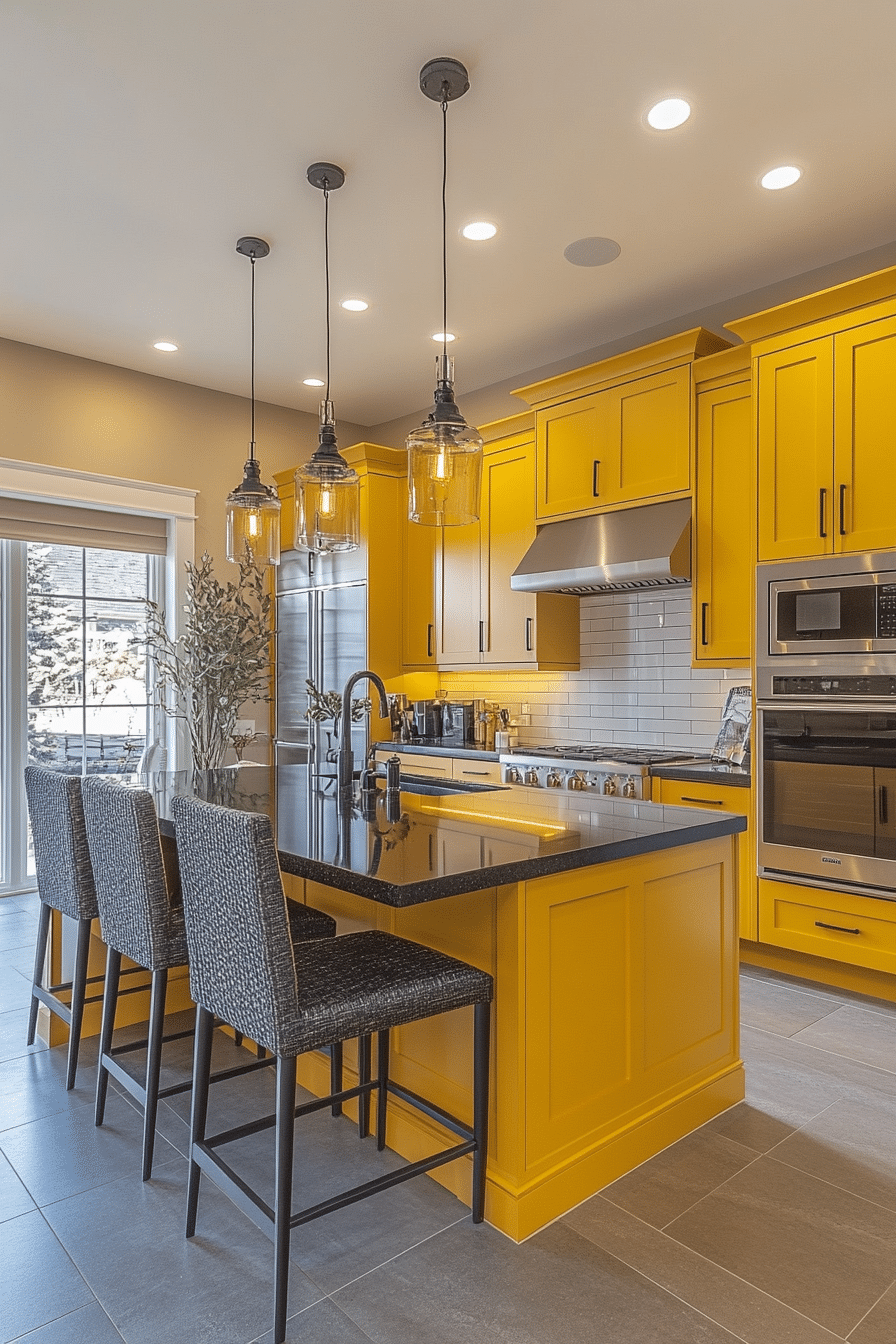 yellow kitchen cabinets