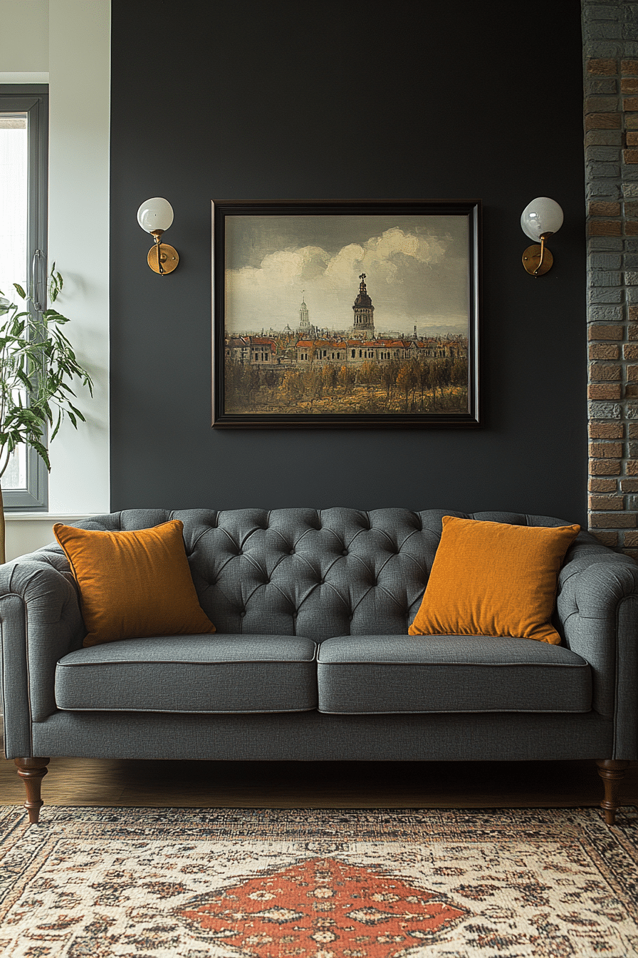 Dark grey sofa living room