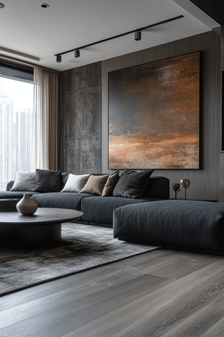 Dark grey sofa living room