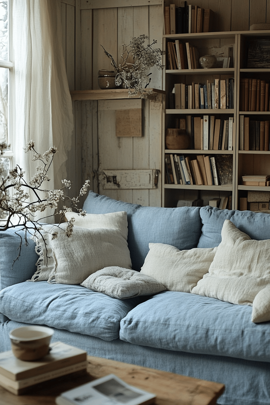 blue couch living room