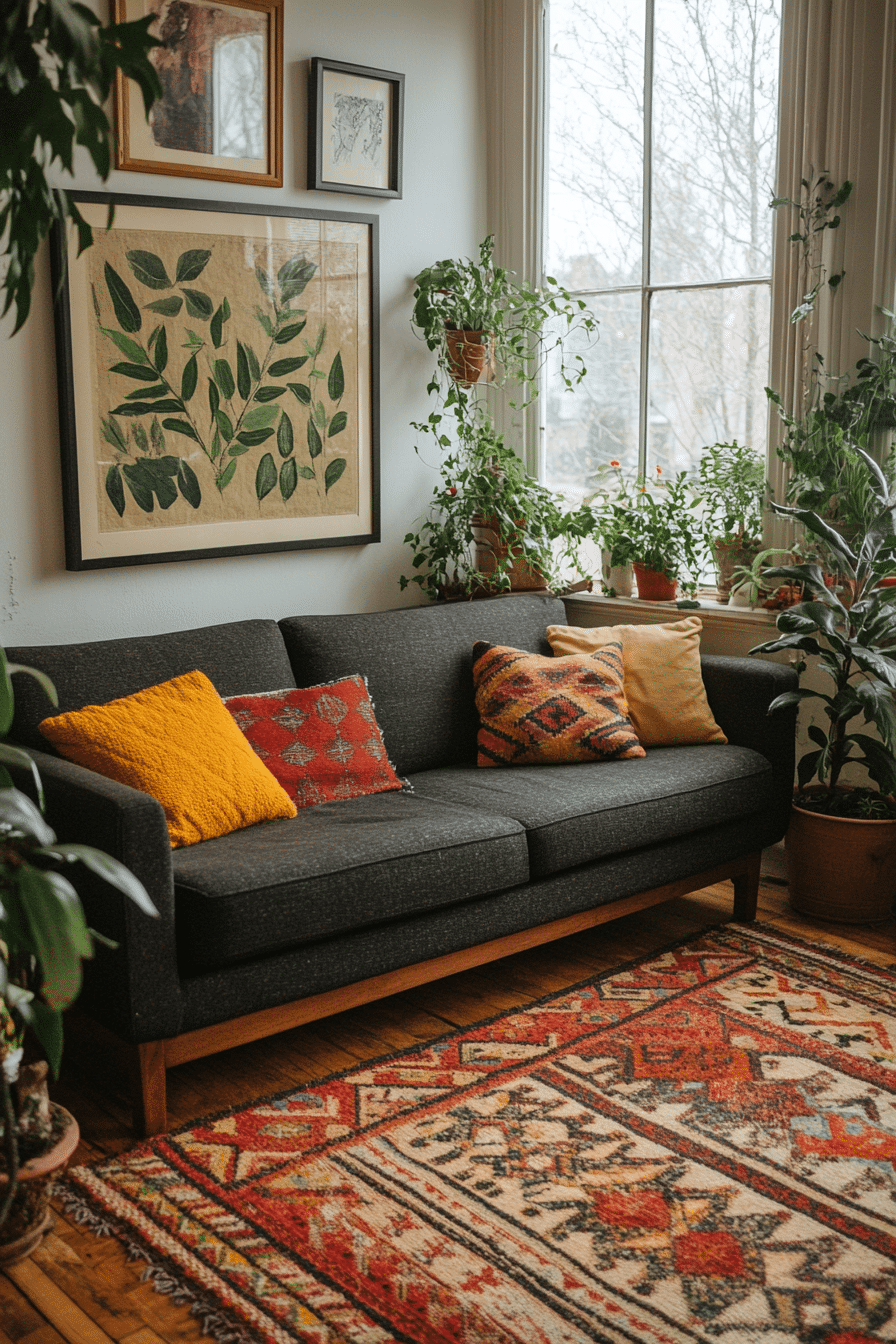 Charcoal couch living room