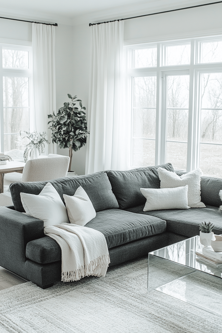 Charcoal couch living room