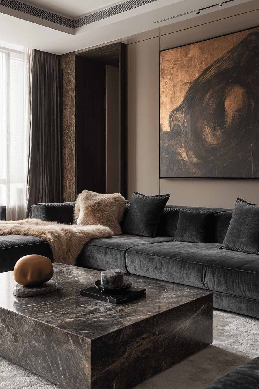 Dark grey sofa living room