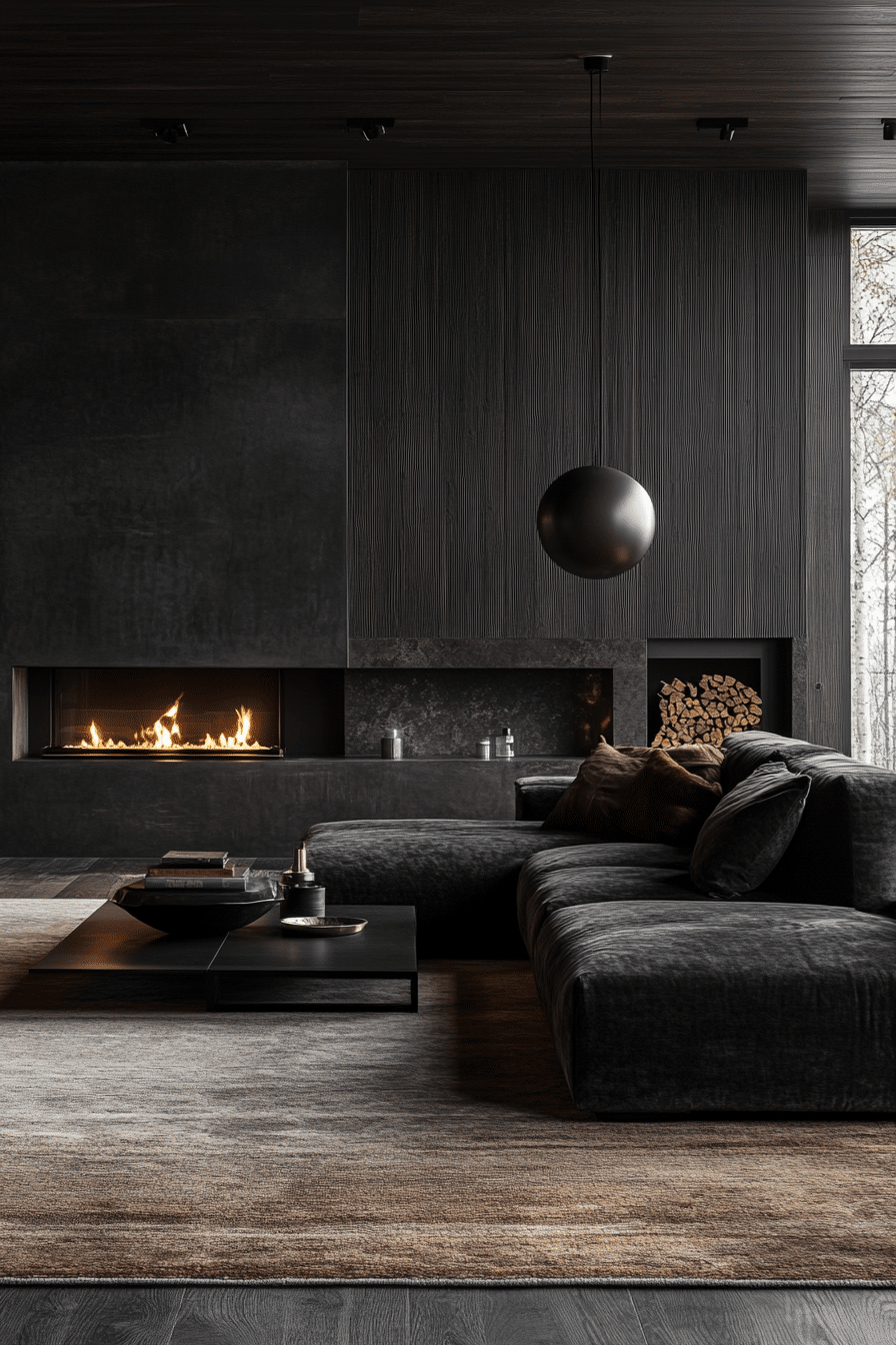 Charcoal couch living room