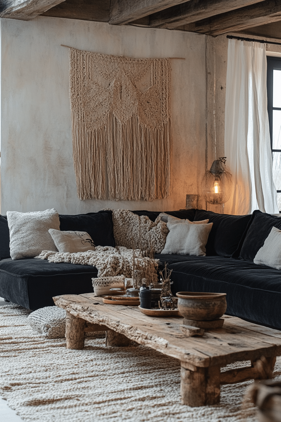 Black couch living room