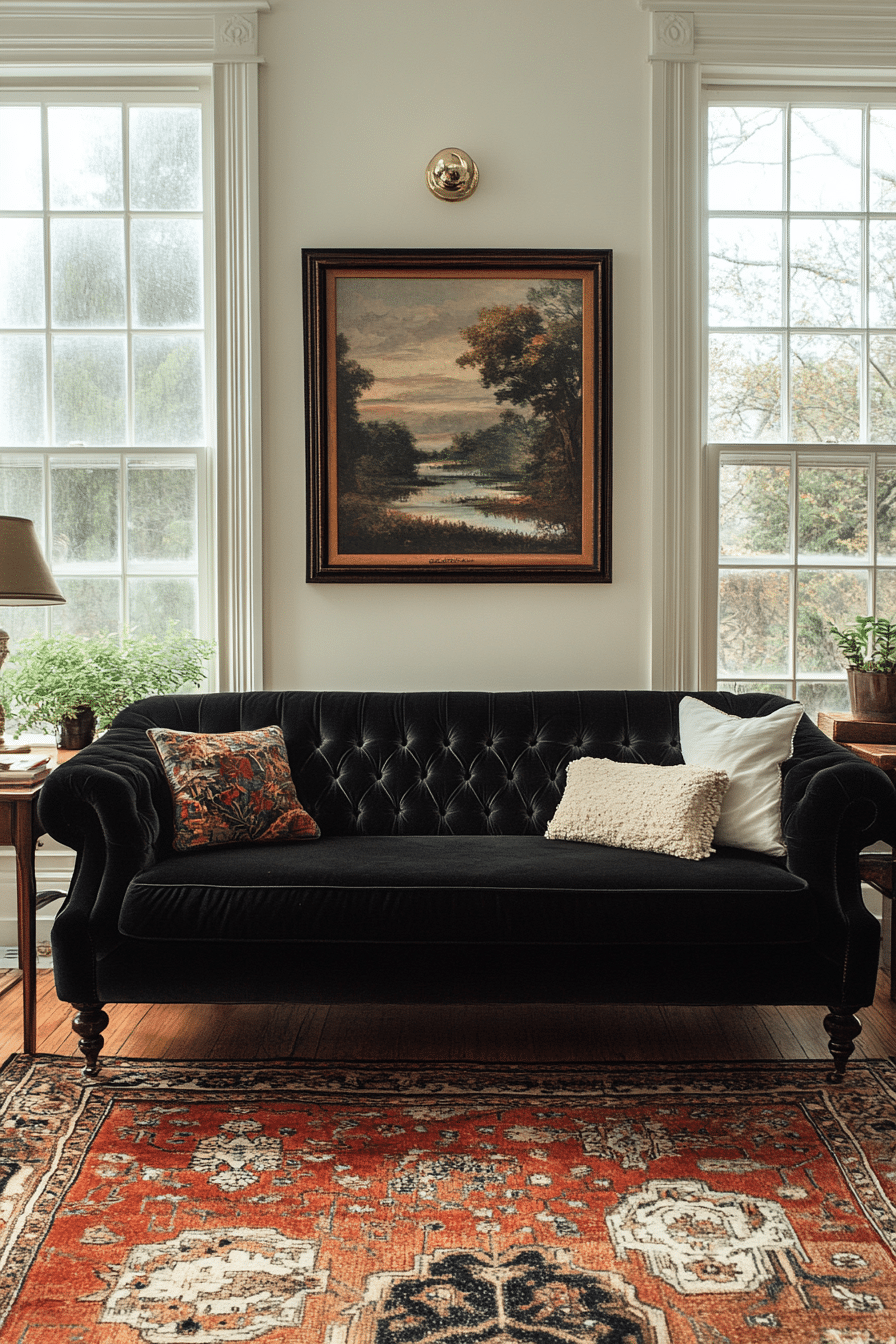 Black couch living room