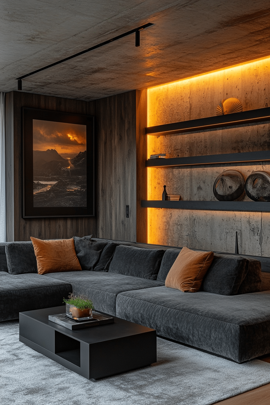 Charcoal couch living room