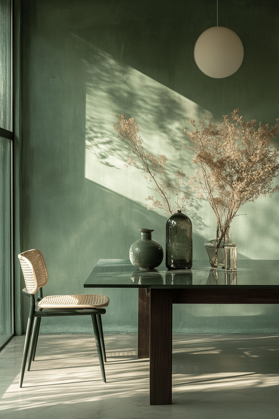 sage green dining room