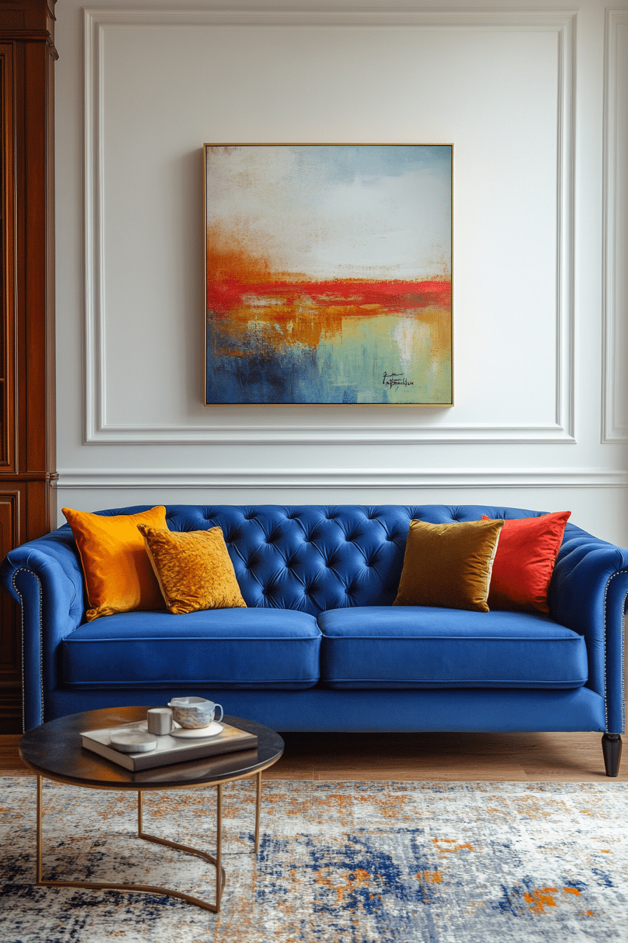 blue couch living room