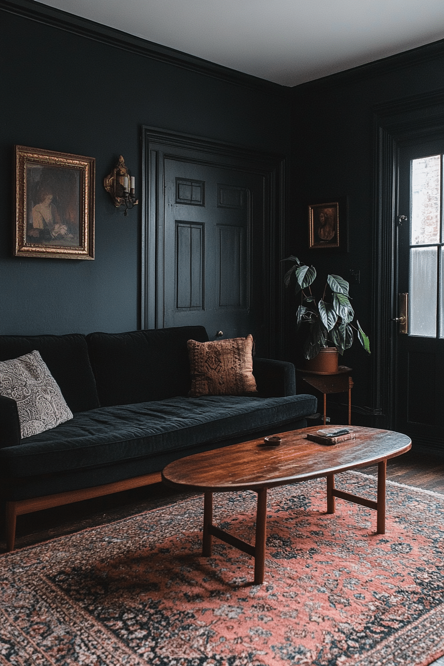 Black couch living room