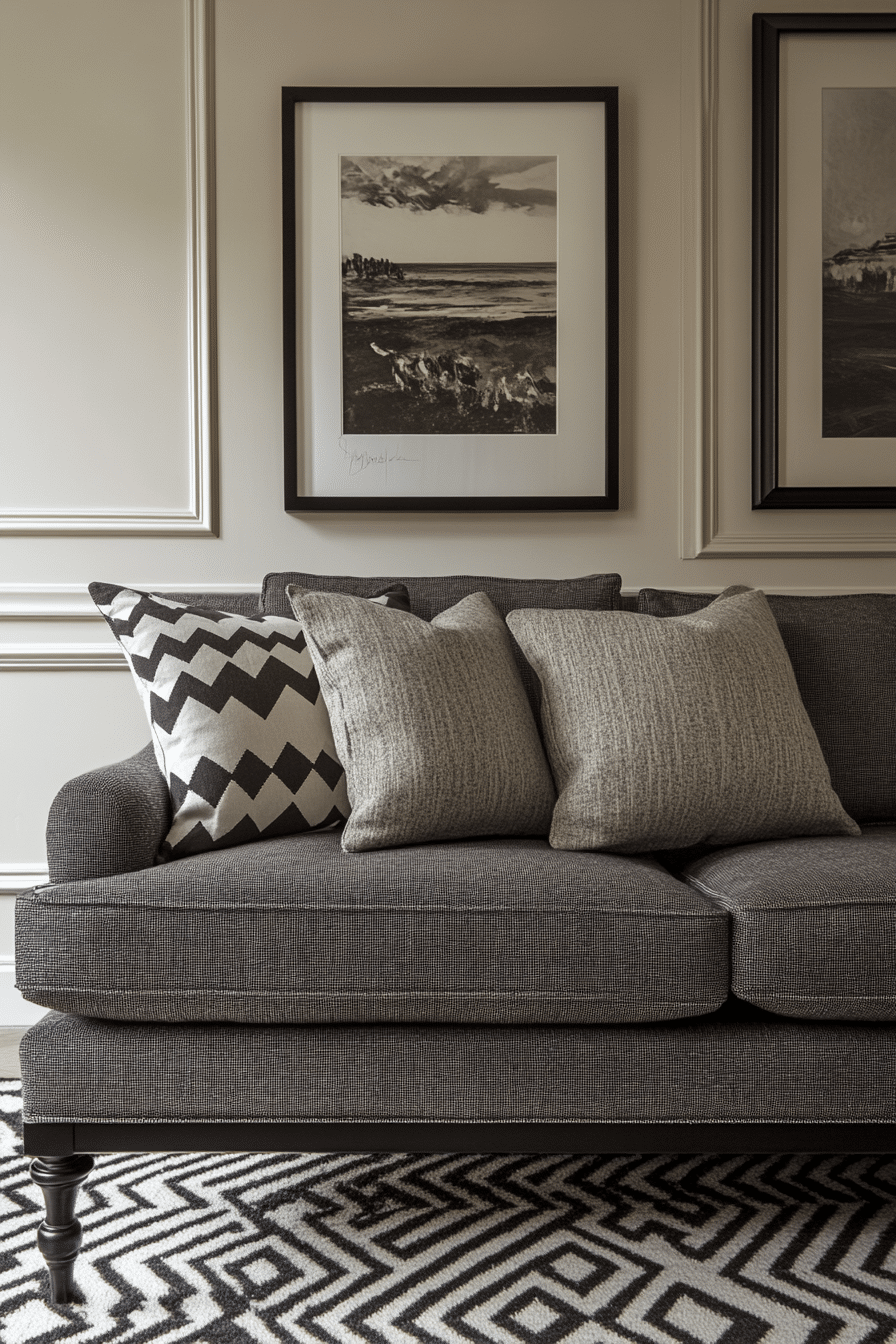 Dark grey sofa living room