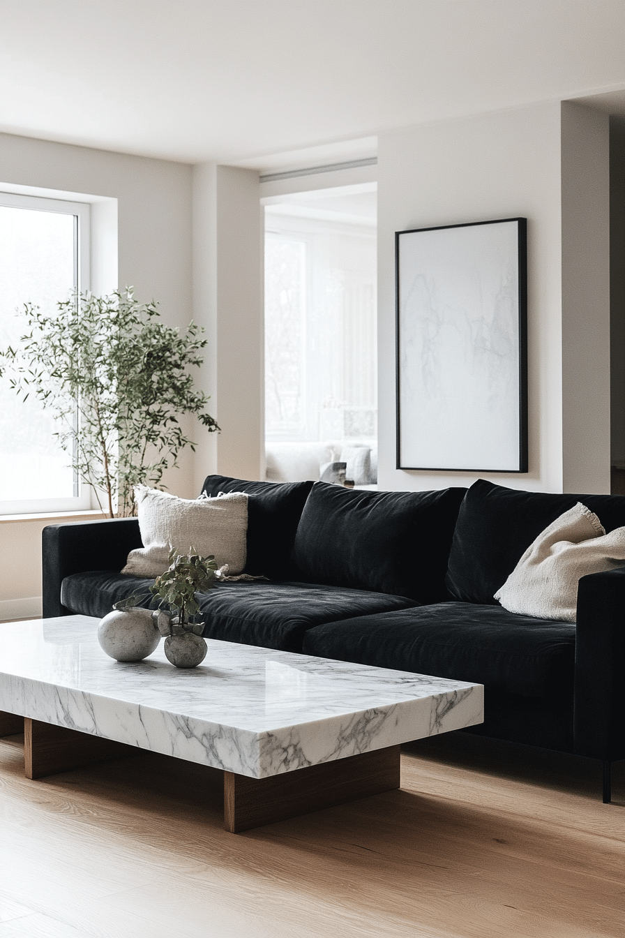 Black couch living room