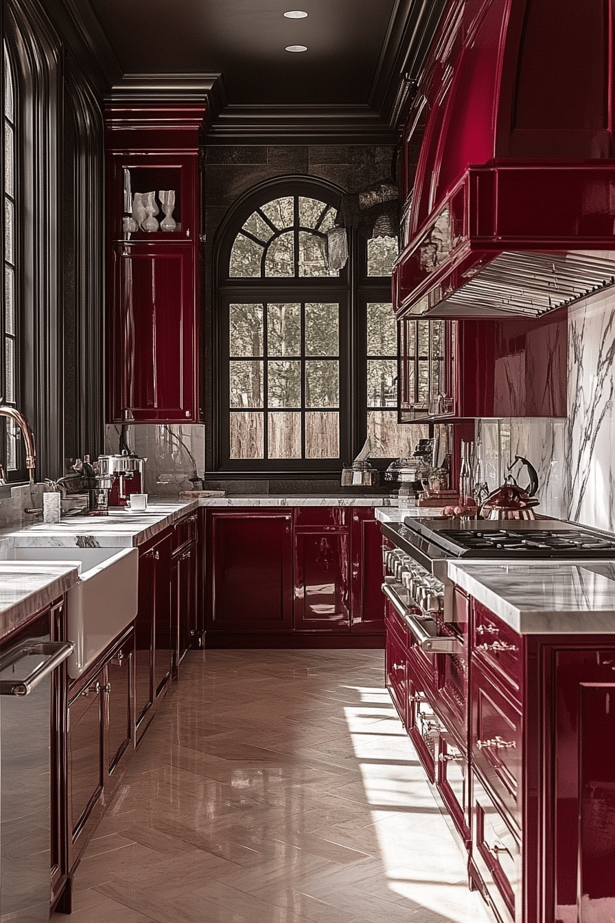 red kitchen cabinets