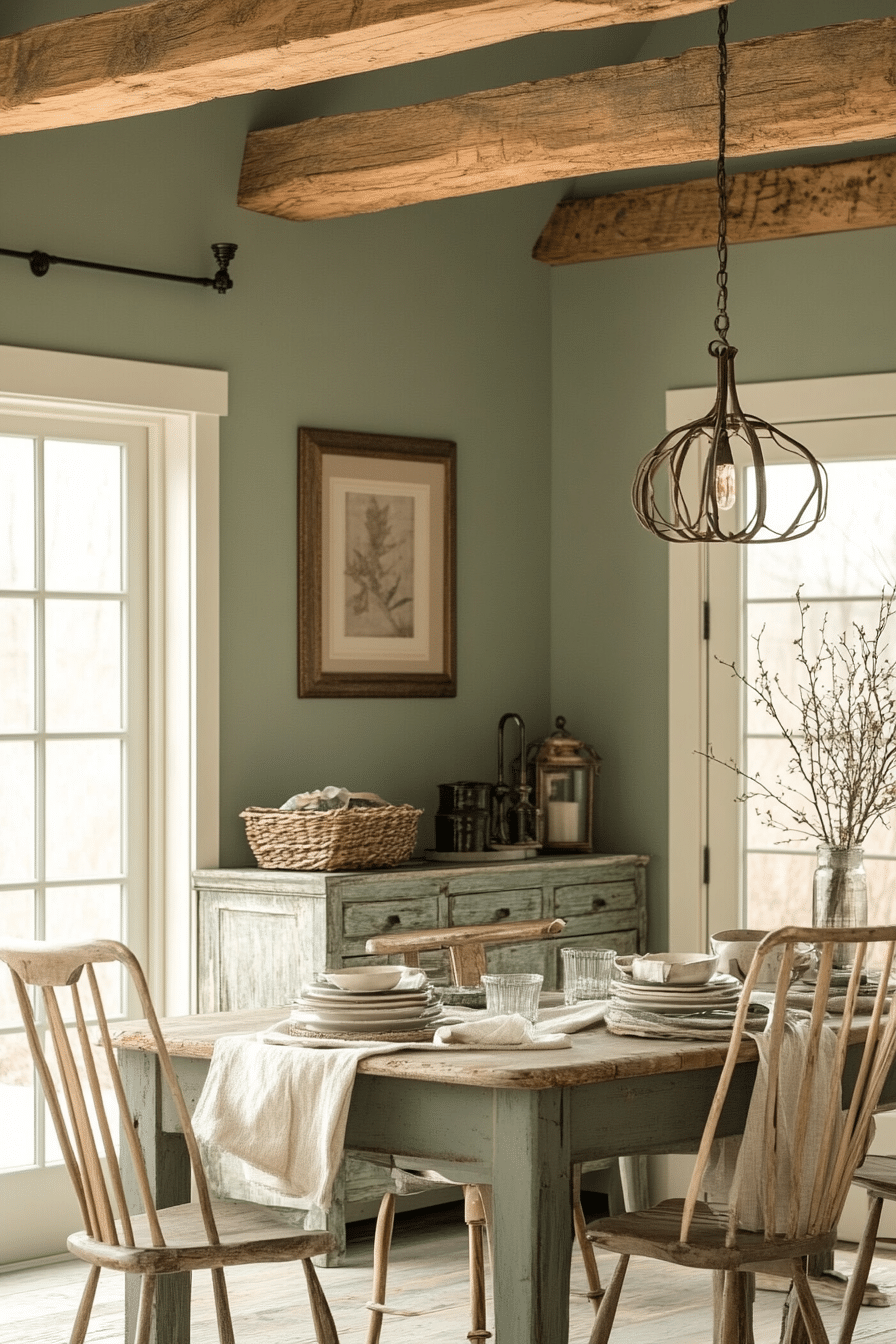 sage green dining room