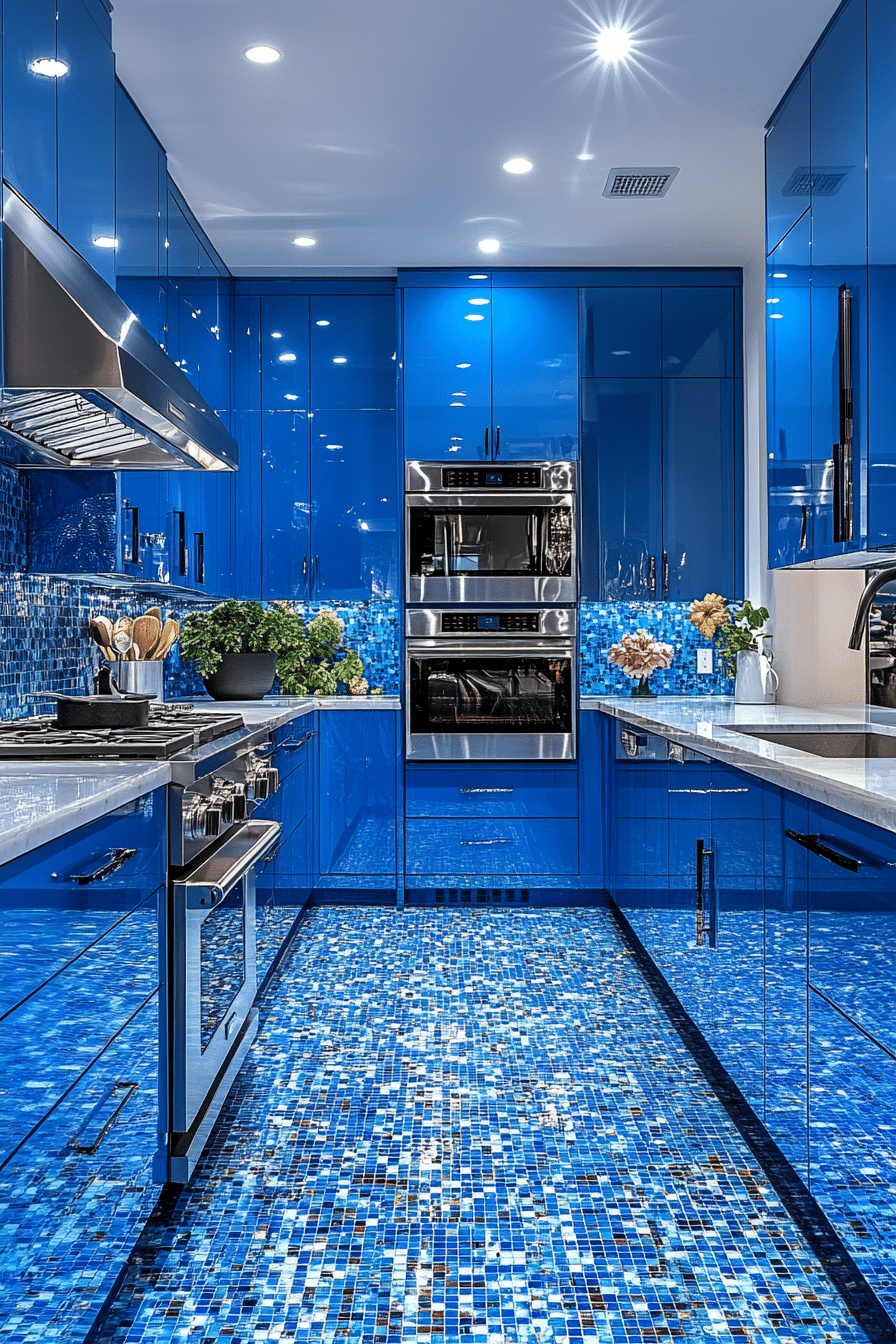 blue kitchen cabinets