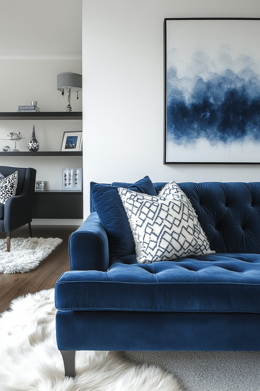 blue couch living room