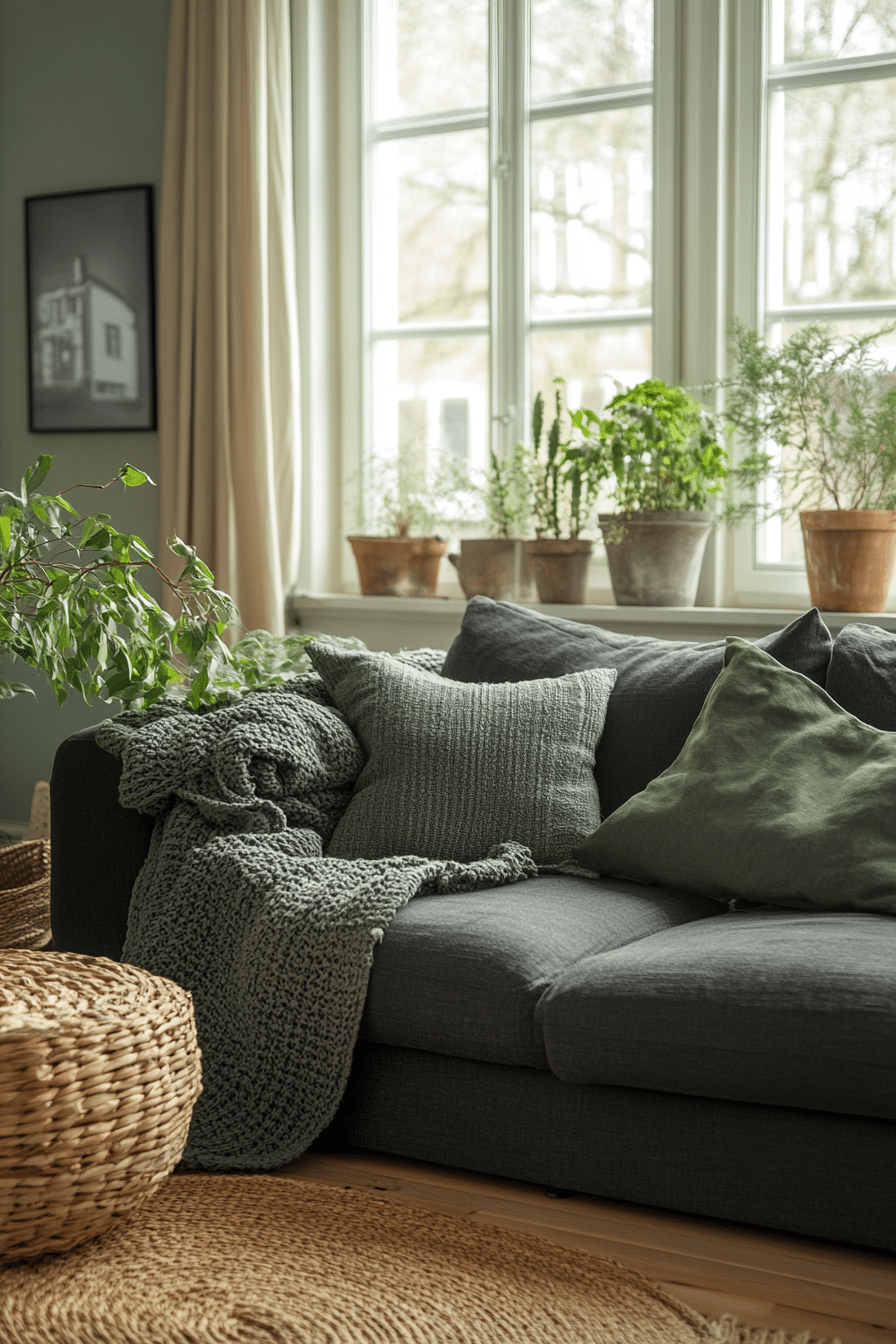 Dark grey sofa living room