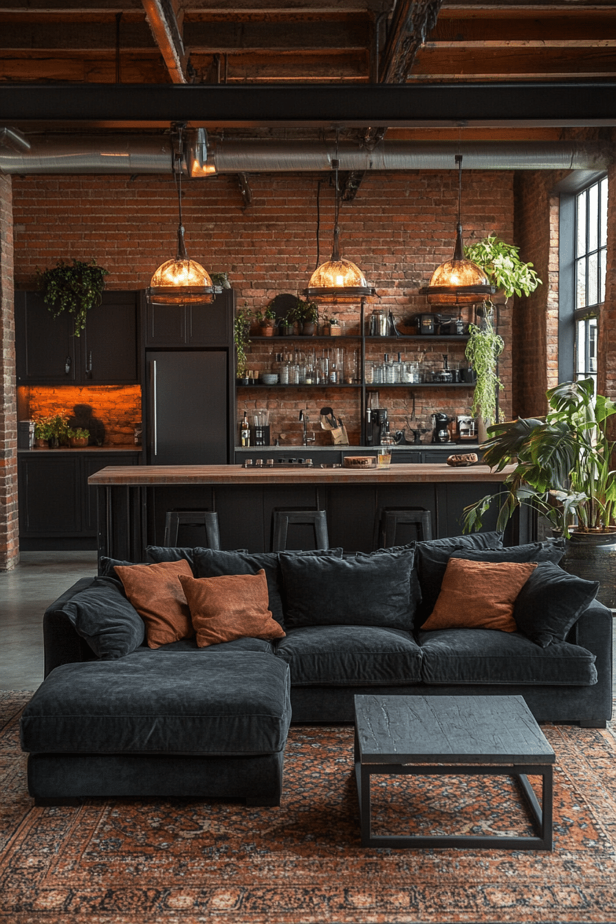 Black couch living room