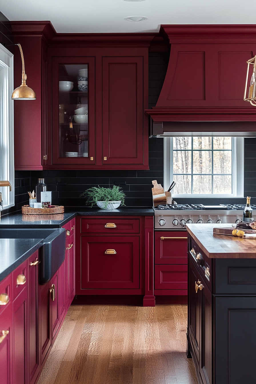 red kitchen cabinets