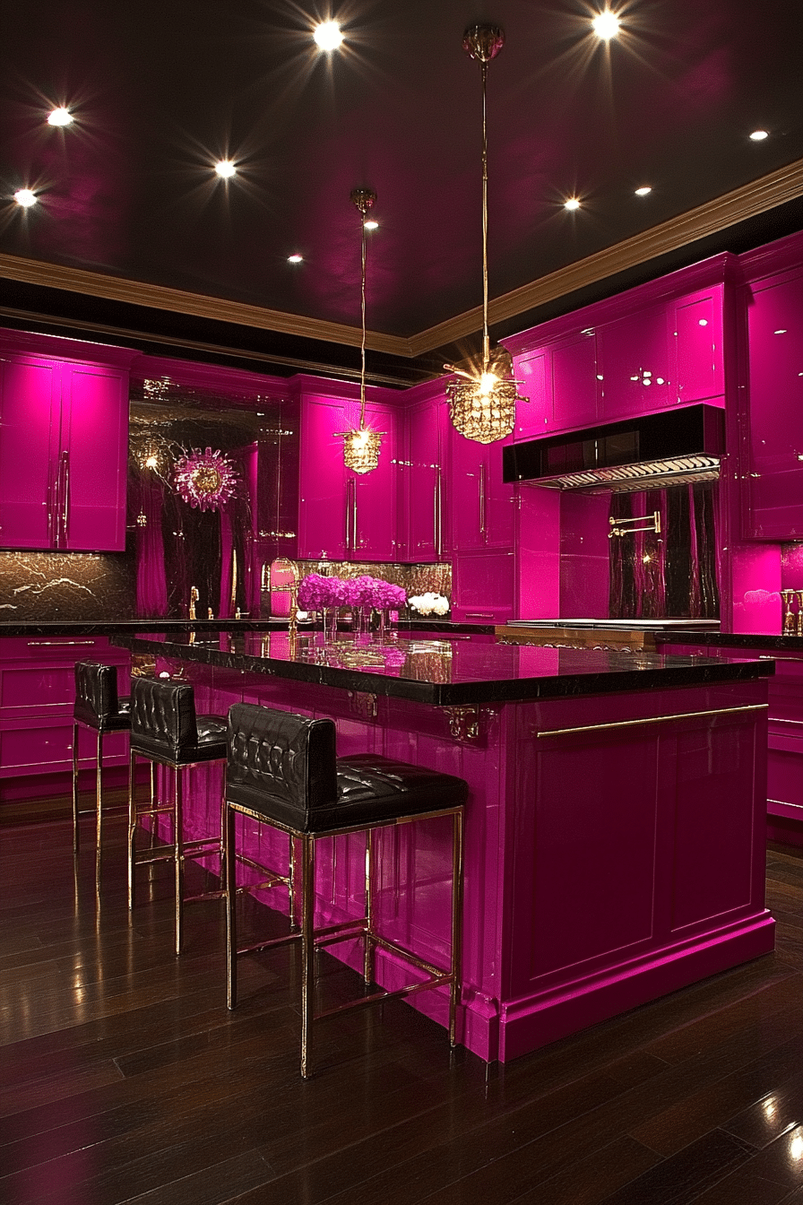 pink kitchen cabinets