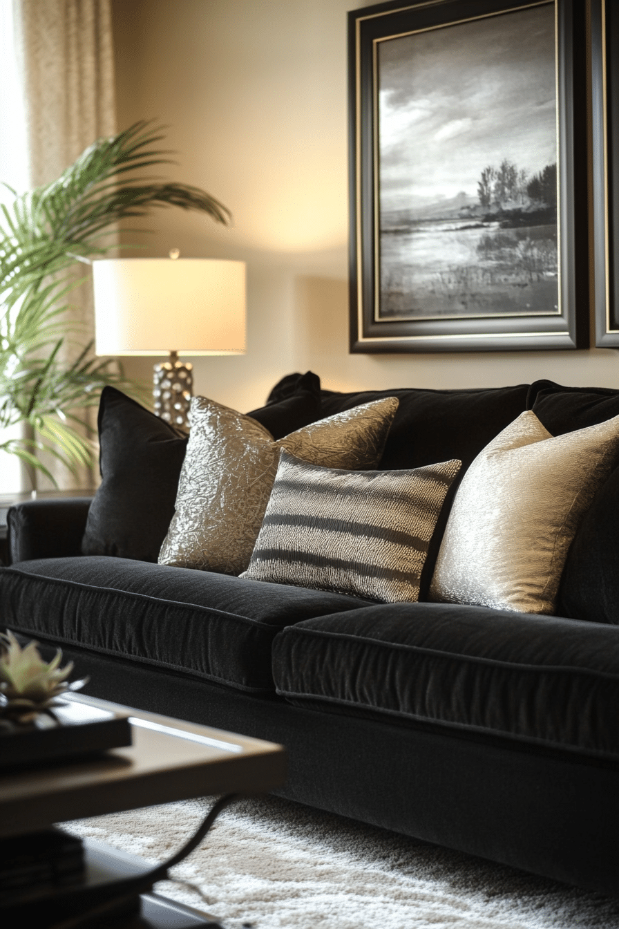 Charcoal couch living room