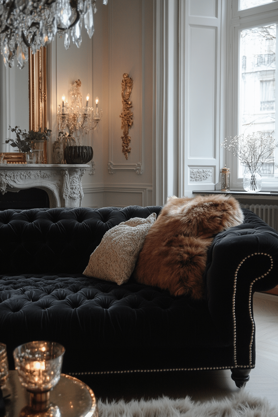 Black couch living room