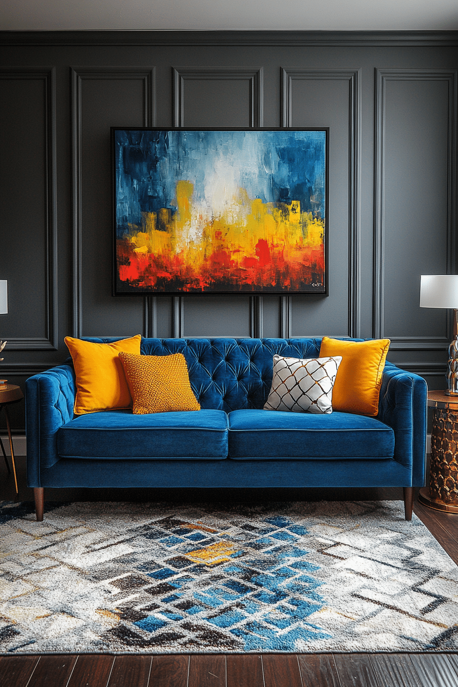 blue couch living room