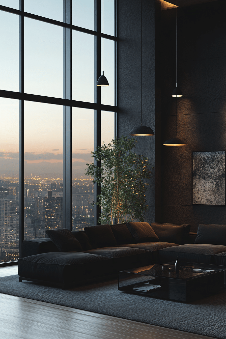 Black couch living room